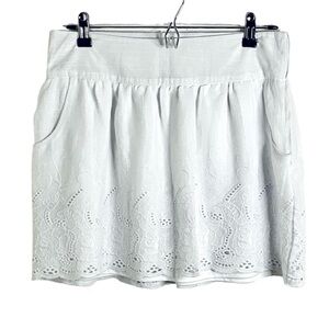 Stooshy White Lined Eyelet Lace Pocket Skirt Size Large